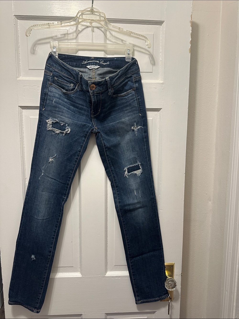 American Eagle Outfitters Dark Blue Ripped Skinny Jeans